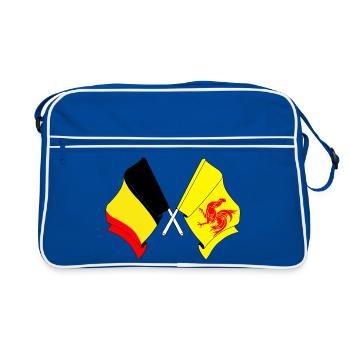 Drapeau de la Belgique, drapeau de la Wallonie - Sac Retro - bleu/blanc - Devant
