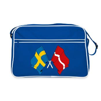 Drapeau de la Suède, drapeau de la Lettonie - Sac Retro - bleu/blanc - Devant
