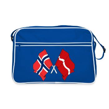 Drapeau de la Norvège, drapeau de la Lettonie - Sac Retro - bleu/blanc - Devant