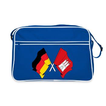 Drapeau de l’Allemagne drapeau de Hambourg croisé - Sac Retro - bleu/blanc - Devant