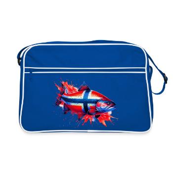 Norwegischer Lachs - Retro Tasche - Blau/Weiß - Vorne