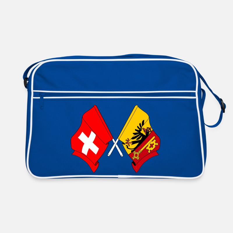 Flagge Schweiz und Flagge Kanton oder Genf - Retro Tasche - Blau/Weiß