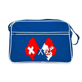 Drapeau de la Suisse et drapeau d’Obwald - Sac Retro - bleu/blanc - Devant