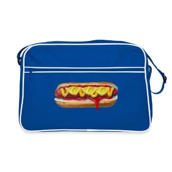 Farbexplosiver Hotdog Malerei - Retro Tasche - Blau/Weiß - Vorne