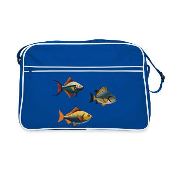 Poisson tropical coloré sur les vêtements - Sac Retro - bleu/blanc - Devant
