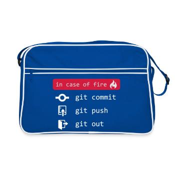 in case of fire - git out - white - Retro Bag - blue/white - Front