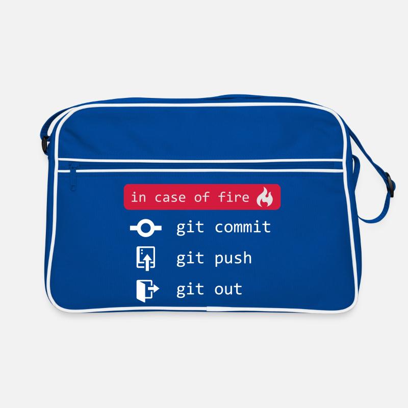 En cas d’incendie - git out - blanc - Sac Retro - bleu/blanc