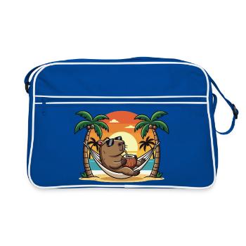 Capybara drôle sur le hamac de plage pendant les vacances d’été - Sac Retro - bleu/blanc - Devant