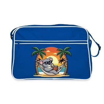 Vacances d’été drôles de koala sur hamac de plage - Sac Retro - bleu/blanc - Devant