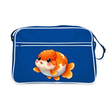 High Quality Orange Ranchu Goldfish - Retro Bag - blue/white - Front