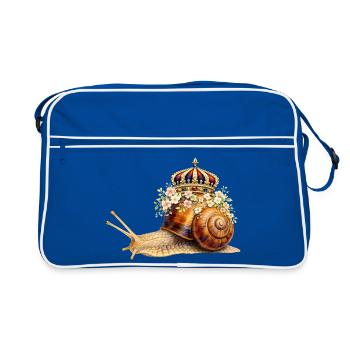 Royal Snail with Flower Crown - Retro Bag - blue/white - Front