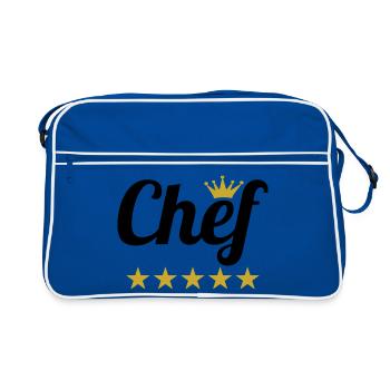 Chef Suprême : Couronne et 5 Étoiles Or - Sac Retro - bleu/blanc - Devant