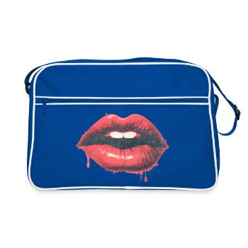 Urban Kiss - Dripping - Red Lips Pop Art - Retro Bag - blue/white - Front