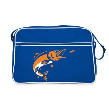 Pike Fish Jump Vector - Retro Bag - blue/white - Front