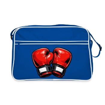 Rote Cartoon Boxhandschuhe - Retro Tasche - Blau/Weiß - Vorne