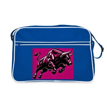 Stier - Retro Tasche - Blau/Weiß - Vorne