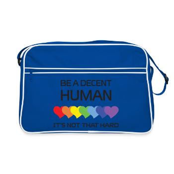 0010LGBTQ Pride Monat – Sei ein anständiger Mensch. - Retro Tasche - Blau/Weiß - Vorne