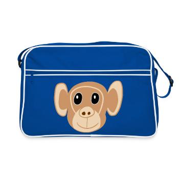 Cute Monkey Face Print Monkey Monkey Kids - Retro Bag - blue/white - Front