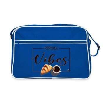 Tasse de café et croissant - Sac Retro - bleu/blanc - Devant