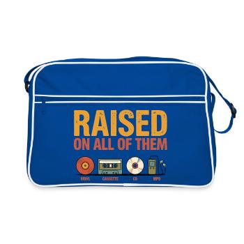 Raised On All Of Them Vintage Music Retro Lover - Retro Bag - blue/white - Front