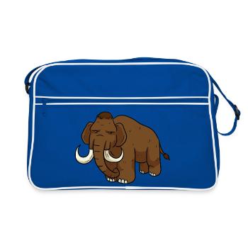 Mammut Eiszeittiere Eiszeit Steinzeit - Retro Tasche - Blau/Weiß - Vorne