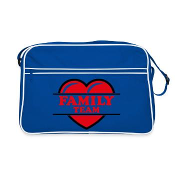 Family Team (Familie / Herz / Liebe / Love / R 2C) - Retro Tasche - Blau/Weiß - Vorne