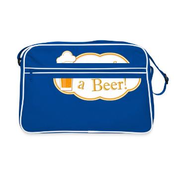 Time for a Beer - Retro Tasche - Blau/Weiß - Vorne