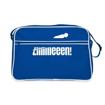 ZIEH Spruch Skispringer skispringen - Retro Tasche - Blau/Weiß - Vorne