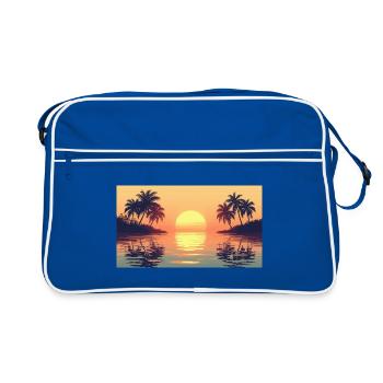 Coucher de soleil sur une île tropicale - Sac Retro - bleu/blanc - Devant