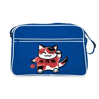 Chat calicot japonais Maneki Neko - Sac Retro - bleu/blanc - Devant