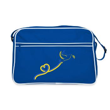 Colombe Ruban Bleu Jaune Paix - Sac Retro - bleu/blanc - Devant