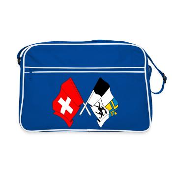 Drapeau de la Suisse et drapeau des Grisons - Sac Retro - bleu/blanc - Devant