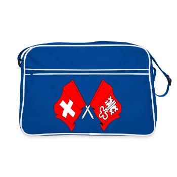 Drapeau de la Suisse et drapeau de Nidwald - Sac Retro - bleu/blanc - Devant