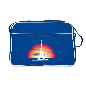 Sunset in Paris - with Eiffel Tower - Retro Bag - blue/white - Front