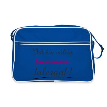 Citation confiante Je suis tolérant à la frustration - Sac Retro - bleu/blanc - Devant