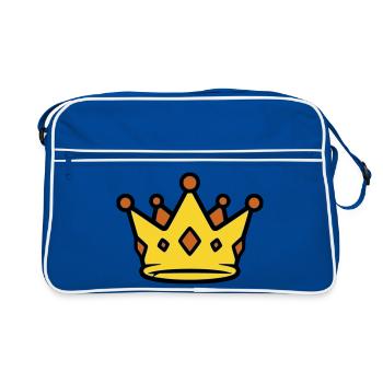Goldene König Krone Juwelen Vektor - Retro Tasche - Blau/Weiß - Vorne
