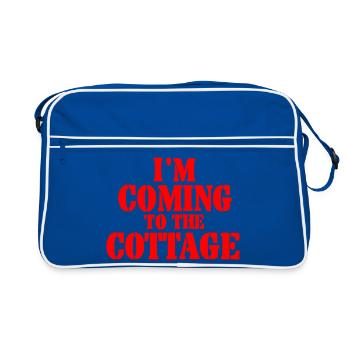 I'm coming to the cottage - rot - Retro Tasche - Blau/Weiß - Vorne