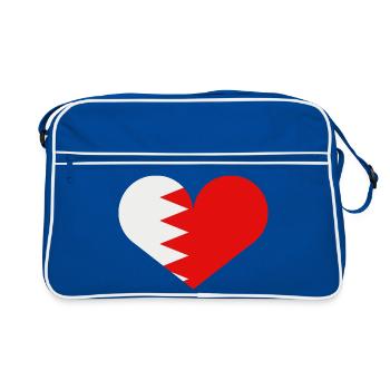 Herz der Bahrain-Flagge - Retro Tasche - Blau/Weiß - Vorne