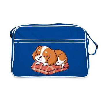 Chiot Dormeur sur Coussin Plaid - Sac Retro - bleu/blanc - Devant