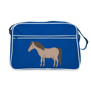 Beige horse with dark mane - Retro Bag - blue/white - Front
