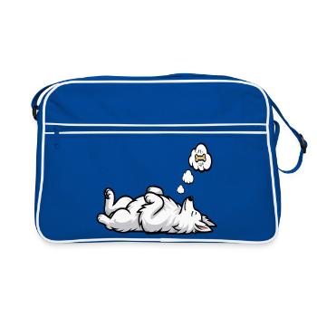 Chiens bergers blancs bergers - Sac Retro - bleu/blanc - Devant