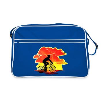 Bicycle in the sunset, - Retro Bag - blue/white - Front