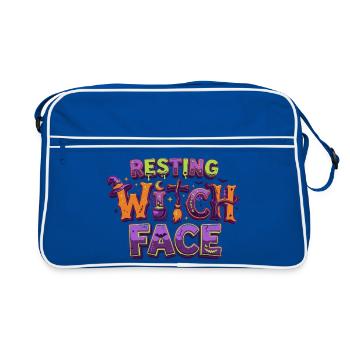 Visage de sorcière au repos - Clôture drôle de t-shirt d’Halloween - Sac Retro - bleu/blanc - Devant