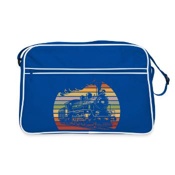Retro Vintage Sunset Train Locomotive - Retro Bag - blue/white - Front