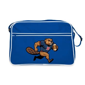 Lustiger Biber als American Football Spieler - Retro Tasche - Blau/Weiß - Vorne