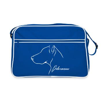 Doberman Profil Chiens Chien Wilsigns - Sac Retro - bleu/blanc - Devant