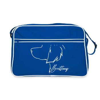 Brittany Spaniel Profil Hunde Hund Wilsigns - Retro Tasche - Blau/Weiß - Vorne