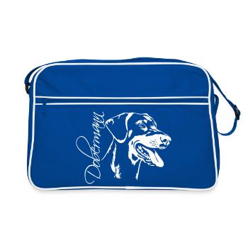 DOBERMANN portrait de chien Wilsigns chien chiens - Sac Retro - bleu/blanc - Devant