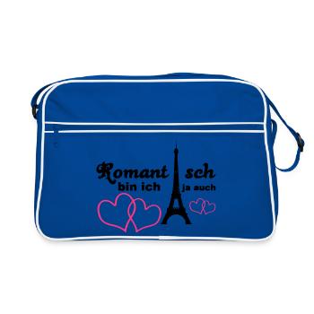 Romantisch Liebe Herz Paris Paar Spruch Geschenk - Retro Tasche - Blau/Weiß - Vorne