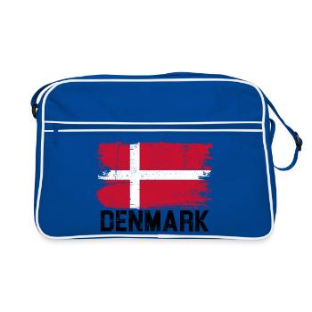 Grunge Danish Flag Brush - Retro Bag - blue/white - Front